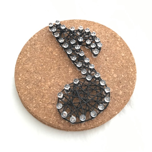 Handmade Eight Music Note Art Decor Round Black Brown Tan 7" Diameter - Picture 5 of 15